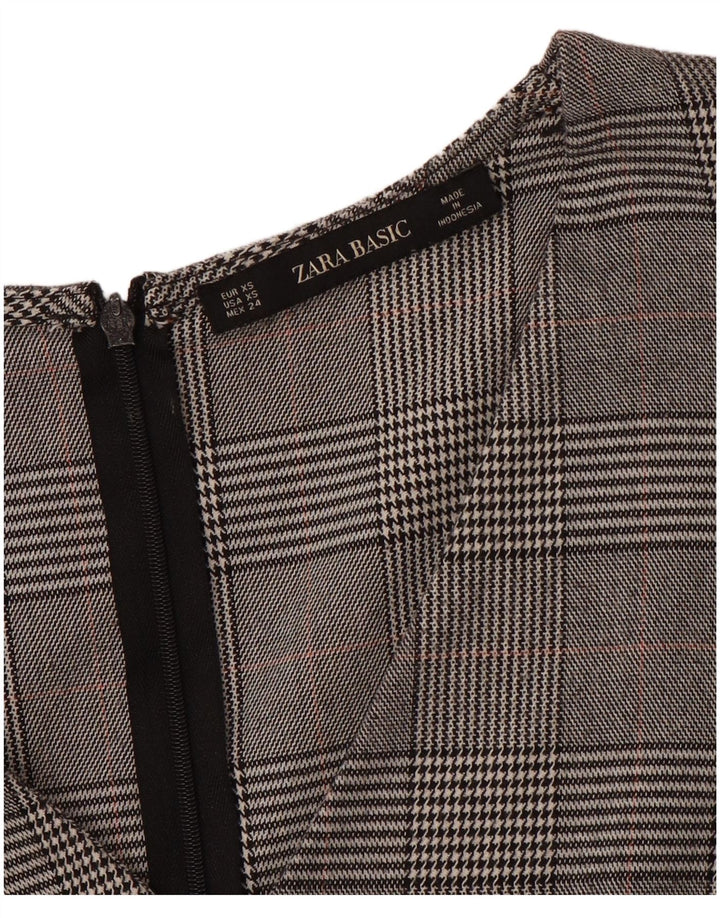 Abito Tubino ZARA Donna con Maniche a 3/4 UK 6 XS Grigio Pied De Poule