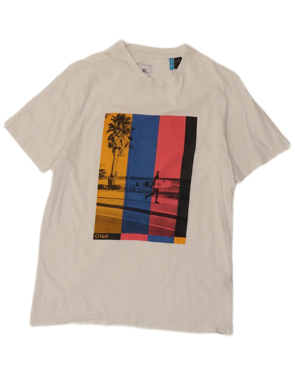 T-shirt grafica da uomo con vestibilità regolare O'Neill, top grande in cotone bianco
