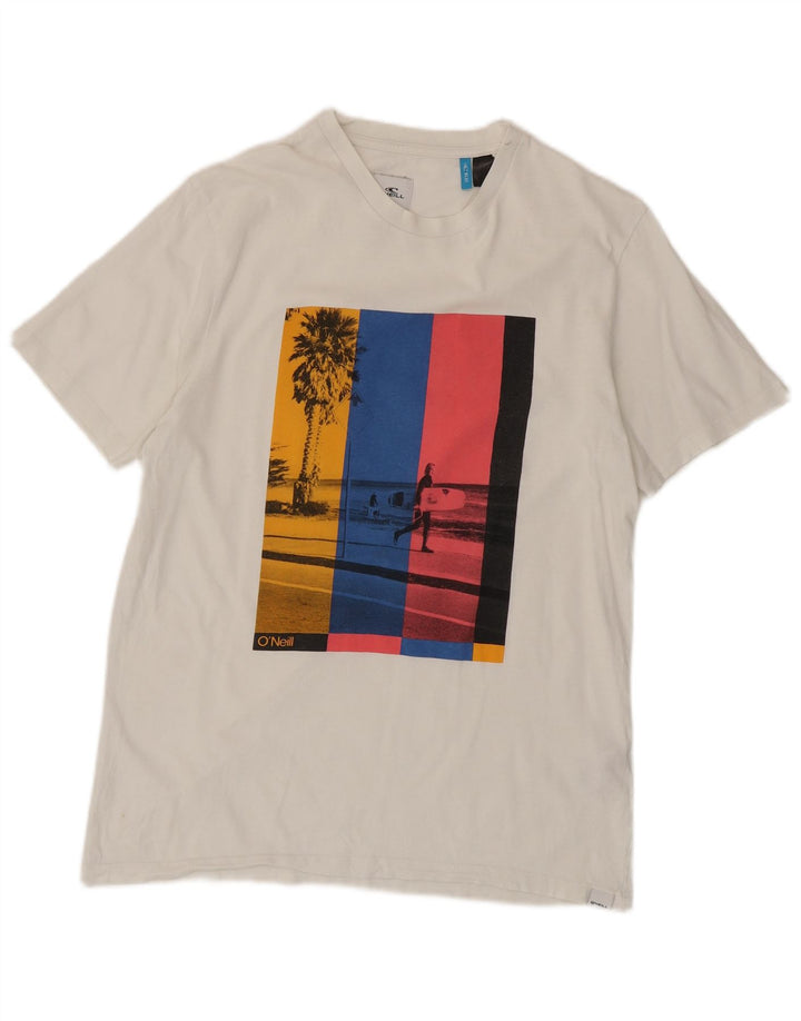 T-shirt grafica da uomo con vestibilità regolare O'Neill, top grande in cotone bianco