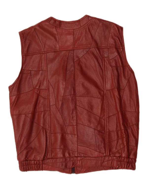 Gilet in pelle da uomo vintage UK 44 2XL Patchwork bordeaux