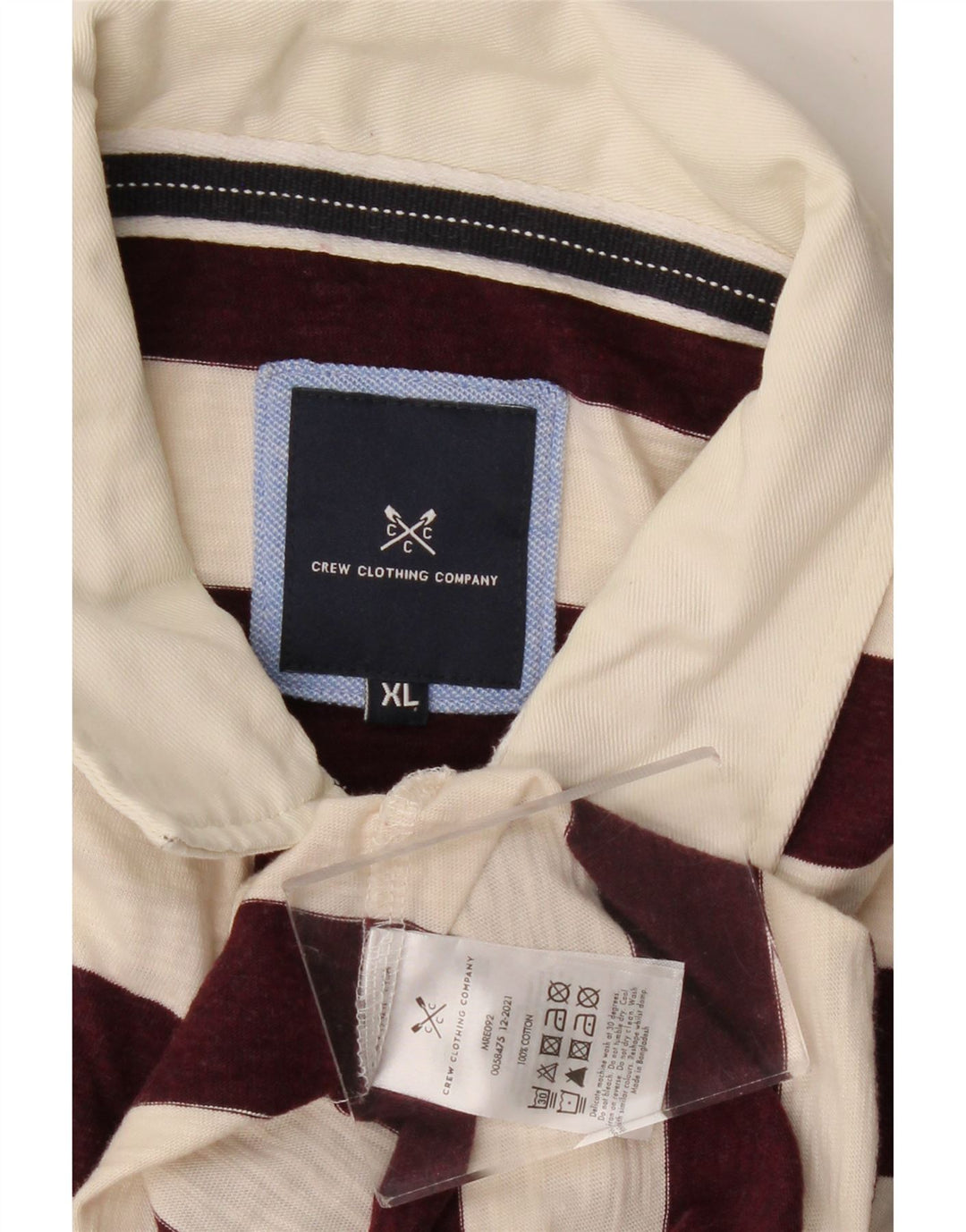 CREW CLOTHING Polo da uomo XL in cotone a righe bordeaux