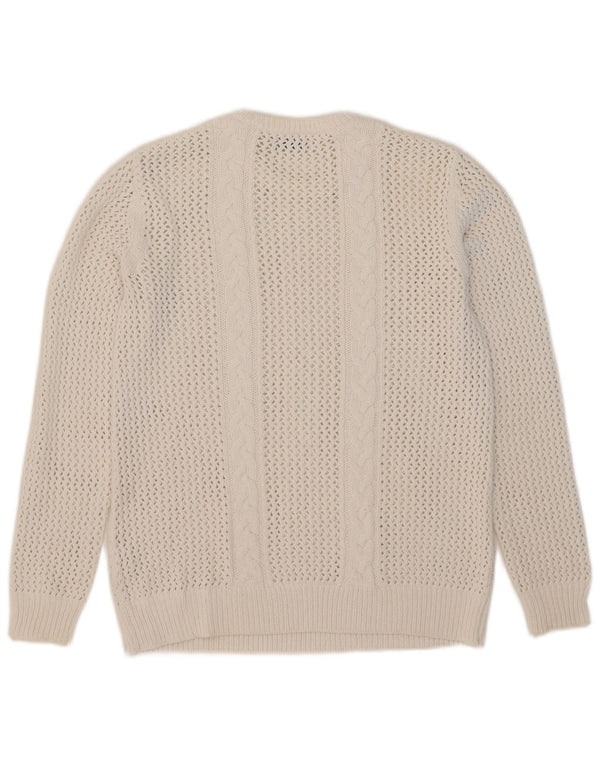 Maglione maglione girocollo da donna Jack Wills UK 10 piccolo cotone bianco