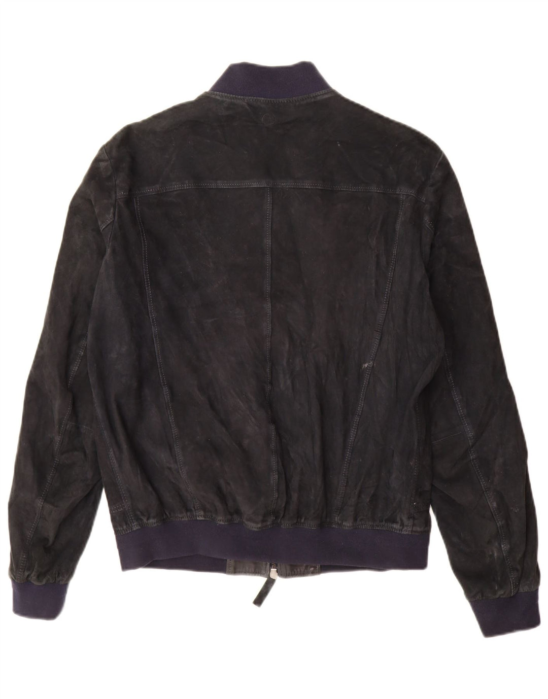 Giubbotto bomber in pelle scamosciata da donna Jeckerson UK 18 XL Blu navy