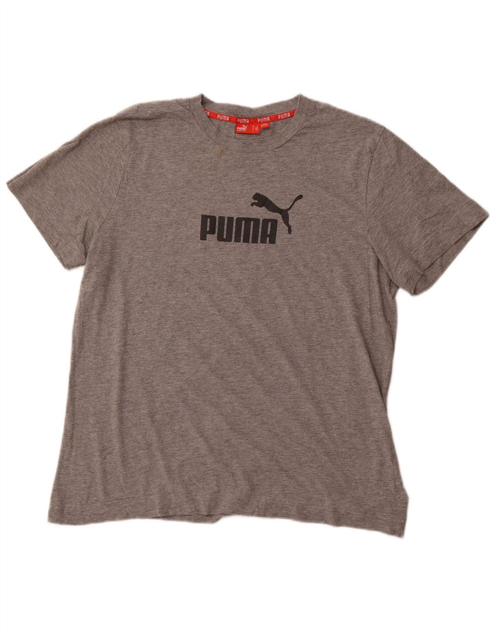 T-shirt grafica da uomo PUMA grande in cotone grigio