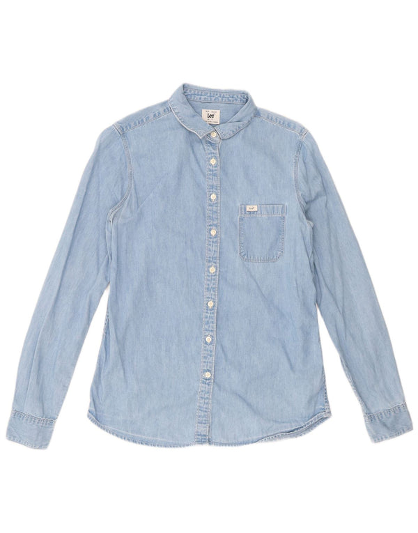 Camicia in denim vestibilità ampia da donna Lee UK 6 XS cotone blu