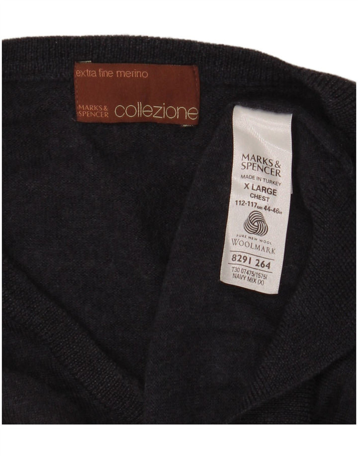 Canotta da uomo Marks & Spencer XL in lana merino blu navy