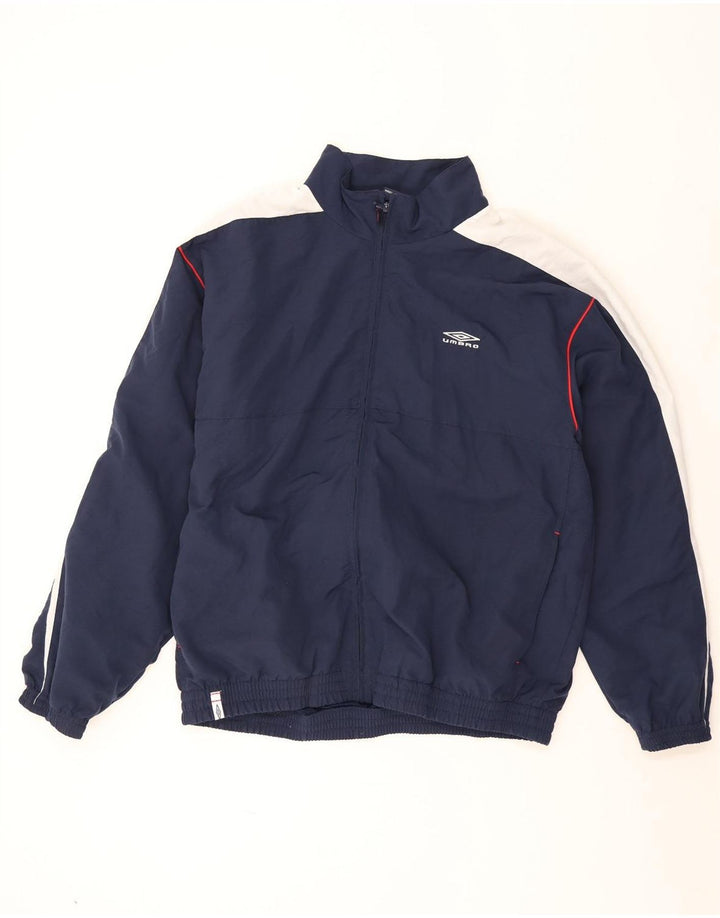 Giacca da ginnastica grafica da uomo Umbro XL XL in poliestere color block blu navy
