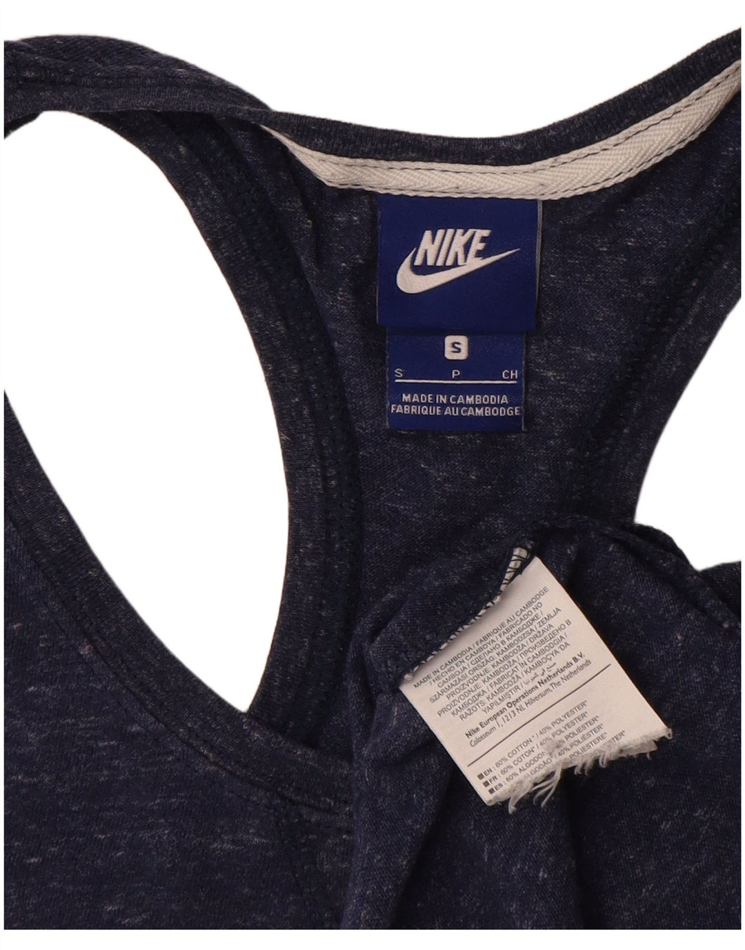 Canotta Nike da donna UK 10 piccola in cotone screziato blu navy