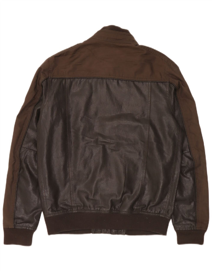 Giacca da uomo in ecopelle Zara UK 38 Poliuretano marrone medio
