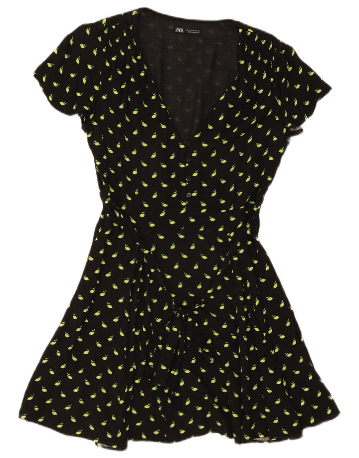Abito a trapezio da donna Zara UK 12 medio nero maculato