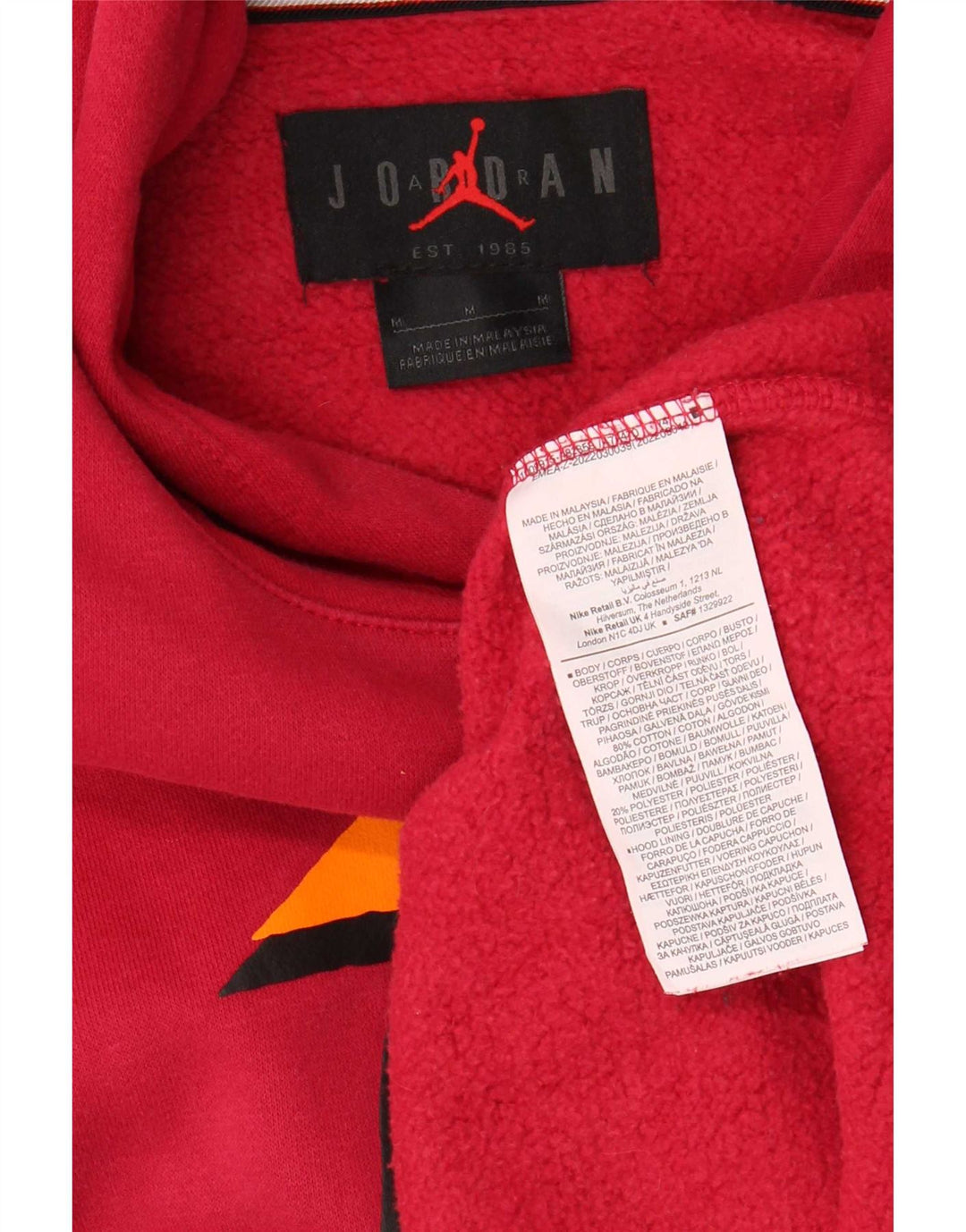 Felpa con cappuccio grafica Jordan da uomo in cotone rosa medio