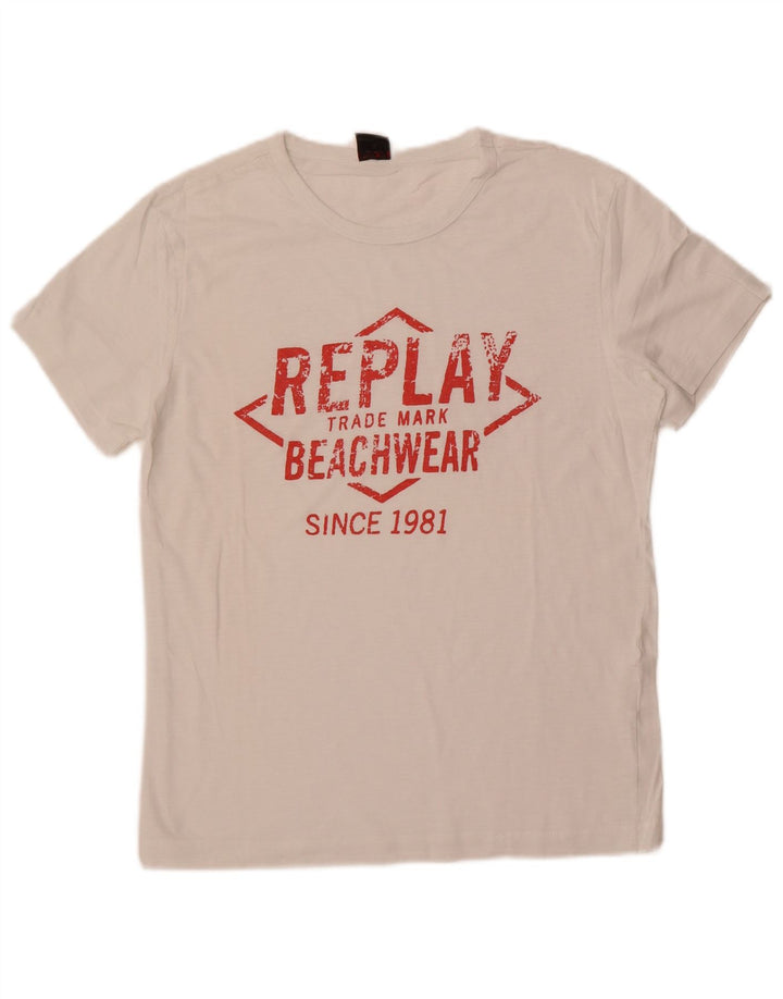 T-shirt grafica da uomo Replay Top piccola bianca