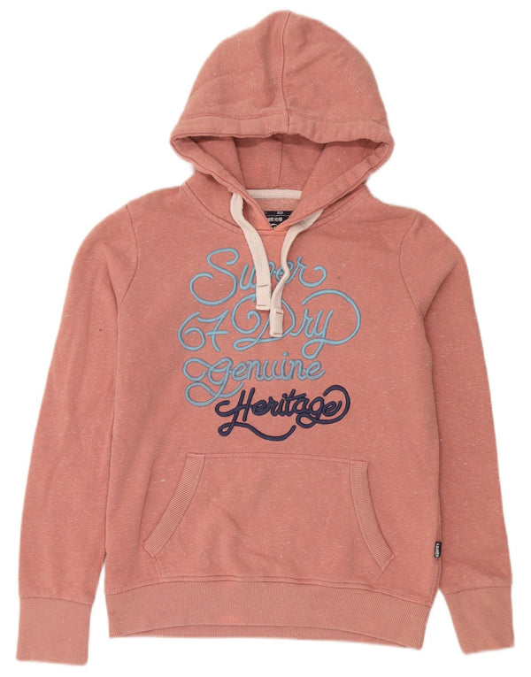 Felpa con cappuccio grafica da donna Superdry UK 12 Cotone chiazzato rosa medio