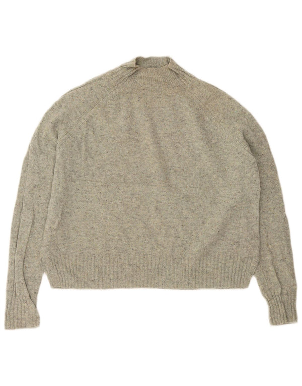 WHISTLES Maglione corto da donna con collo dolcevita UK 10 Piccolo verde screziato