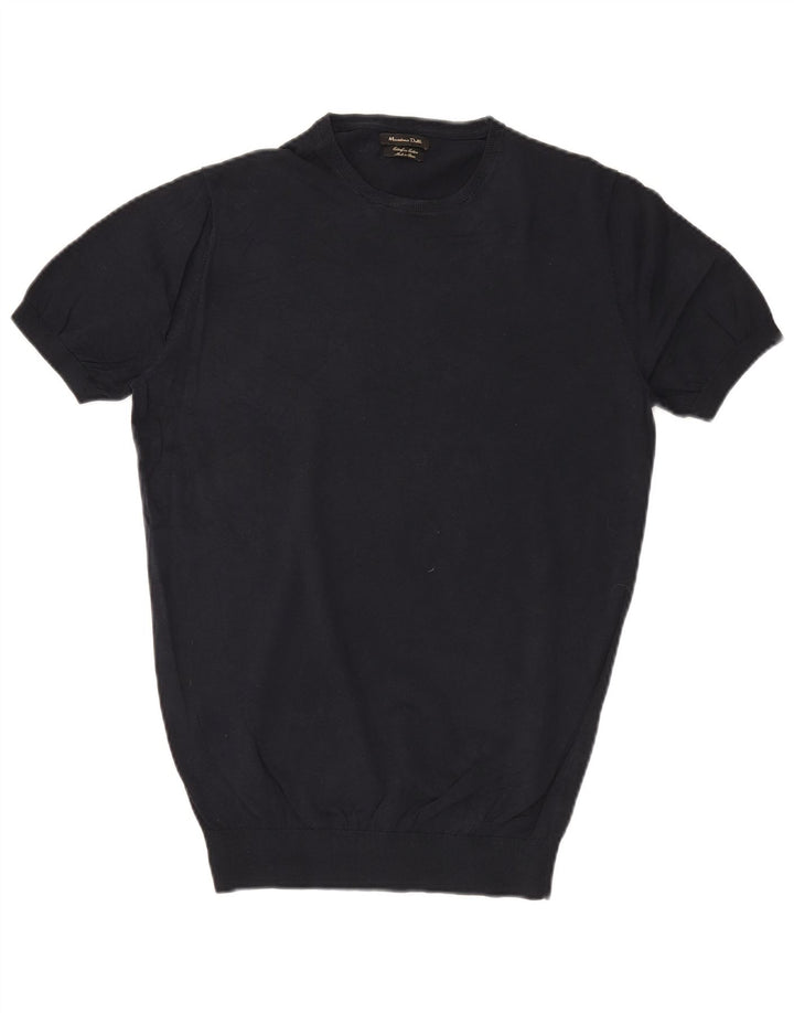 MASSIMO DUTTI Womens Crew Neck Jumper Sweater UK 14 Medium Black