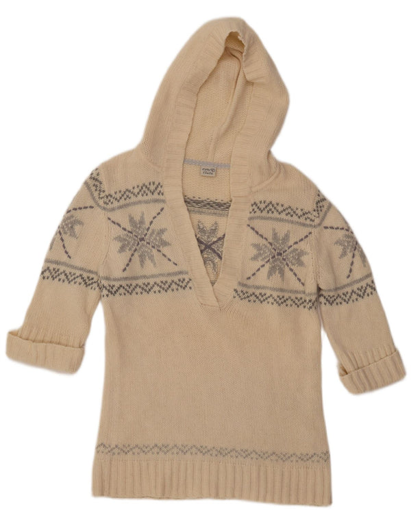 Maglione con cappuccio da donna ESPRIT UK 18 XL Lana Fair Isle beige