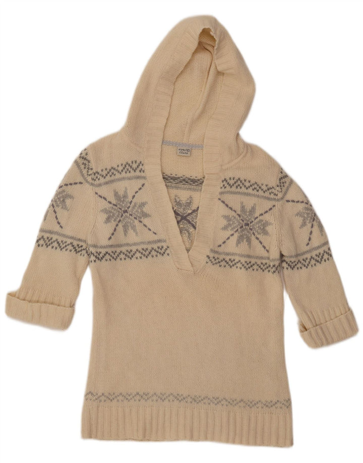 Maglione con cappuccio da donna ESPRIT UK 18 XL Lana Fair Isle beige