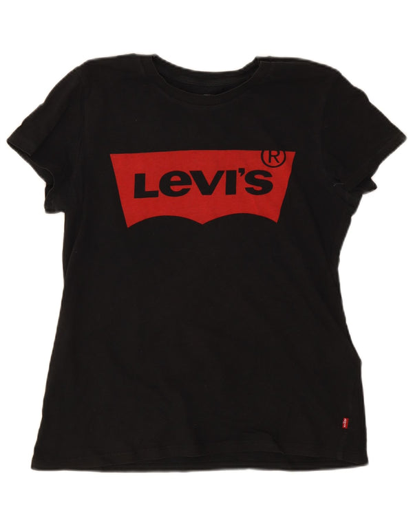 T-shirt grafica da donna Levi's Top UK 10 piccola in cotone nero