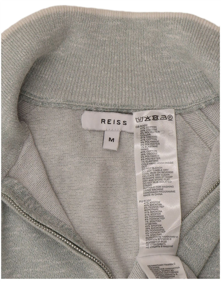 Maglione da uomo Reiss con zip e collo in cotone screziato blu medio