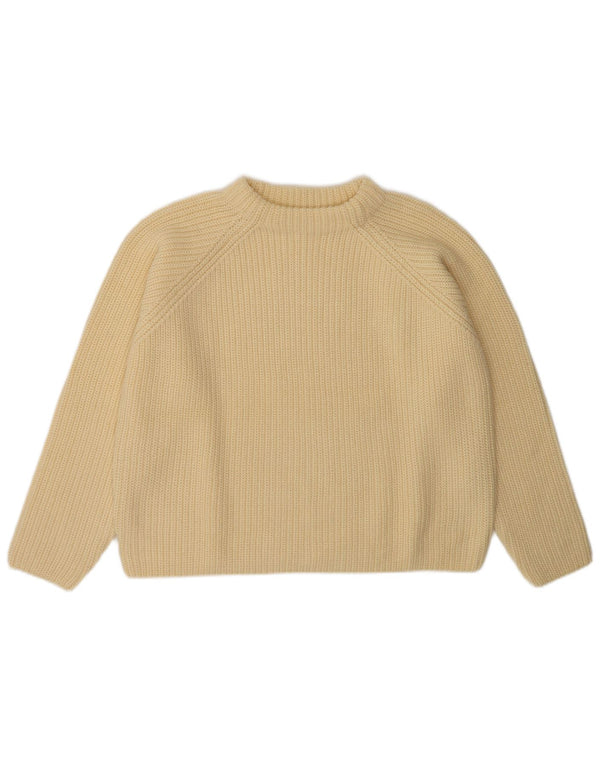 Maglione maglione collo alto da donna vintage UK 16 grande acrilico giallo