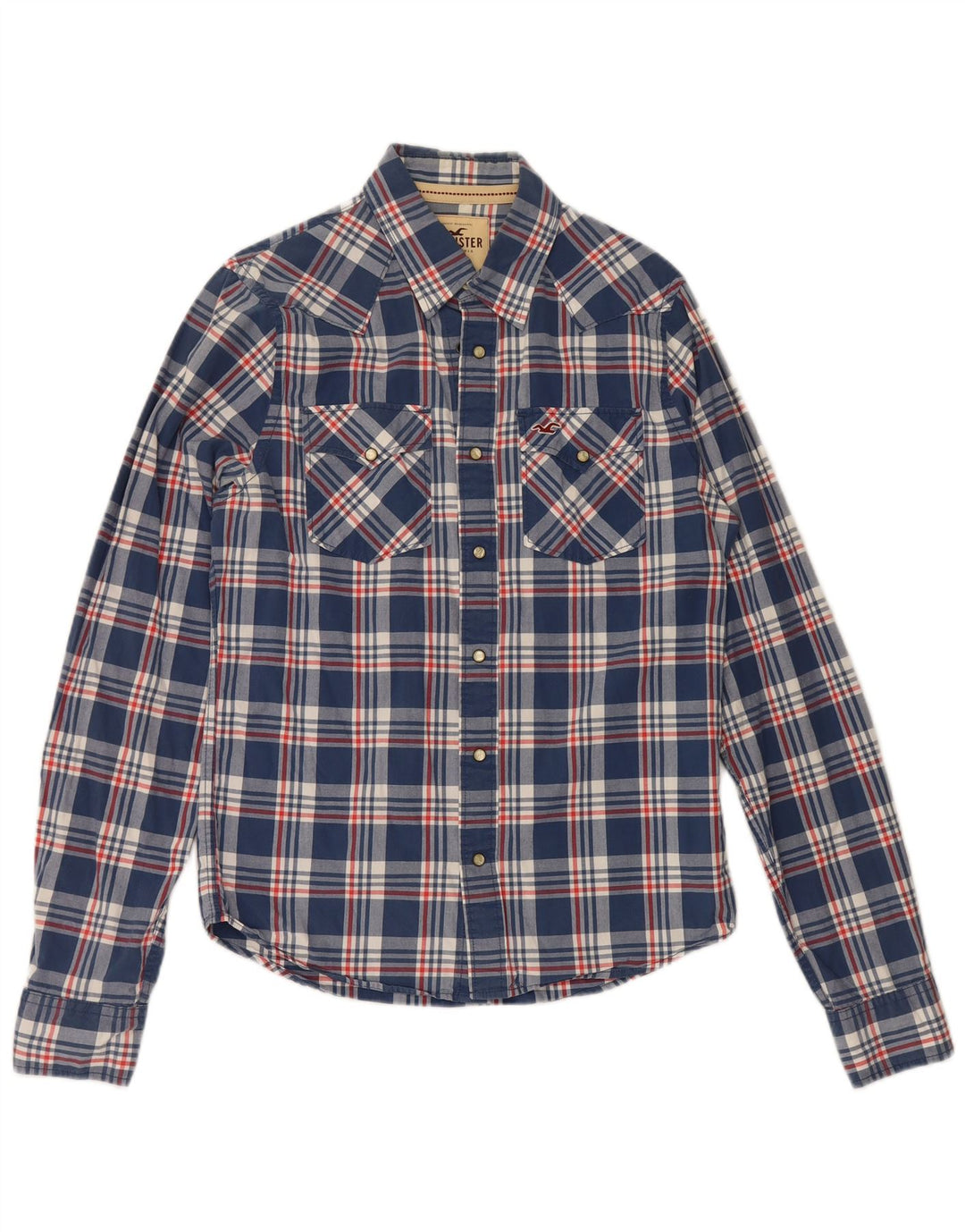 Camicia da uomo Hollister Large in cotone a quadri blu navy