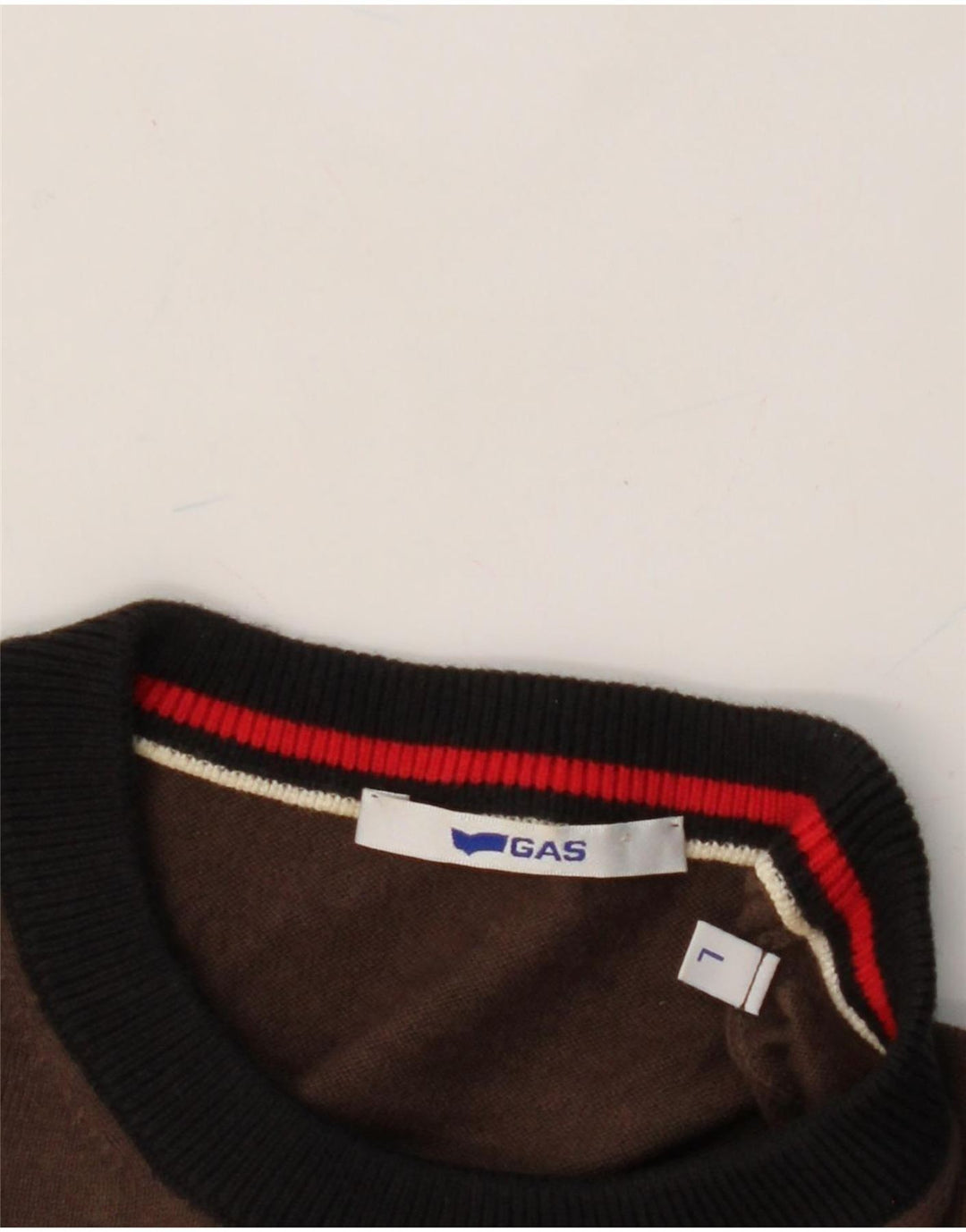 GAS Mens Crew Neck Jumper Sweater Large Brown Cotton Vintage Gas and Second-Hand Gas from Messina Hembry 