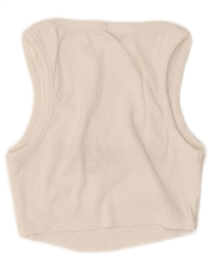 Canotta grafica corta da donna Zara UK 8 piccola bianca