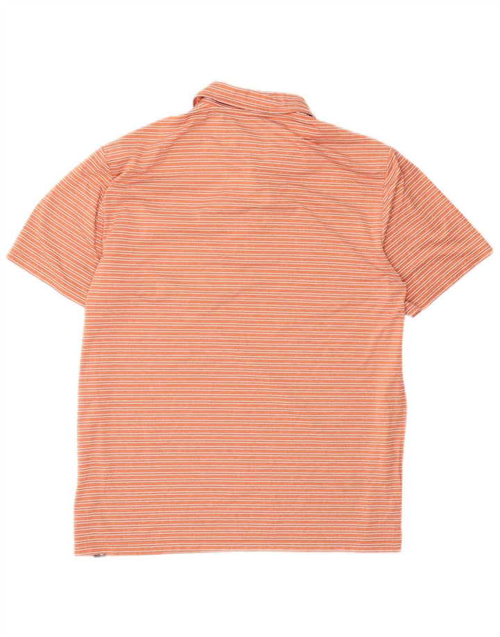 Polo da uomo Eddie Bauer in poliestere a righe arancioni medie