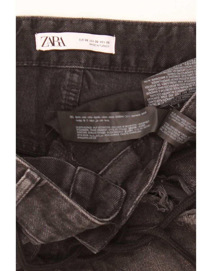 Pantaloncini in denim invecchiato da uomo Zara EU 38 piccoli W30 cotone nero