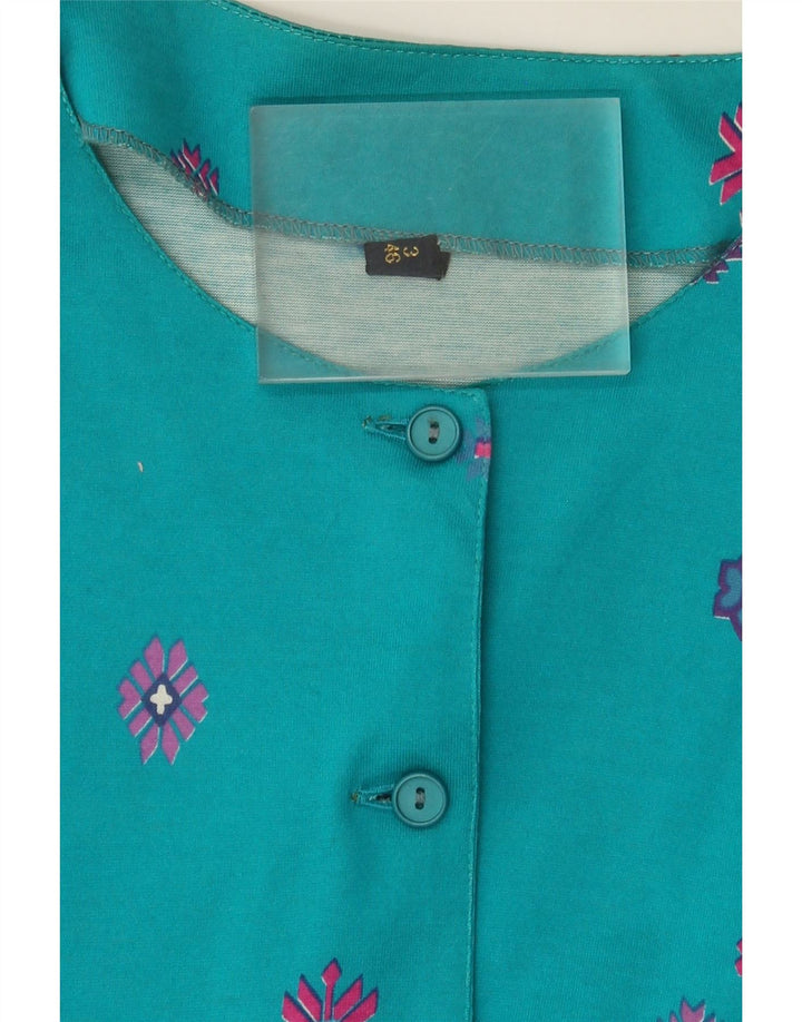Abito a trapezio vintage da donna IT 46 grande blu geometrico