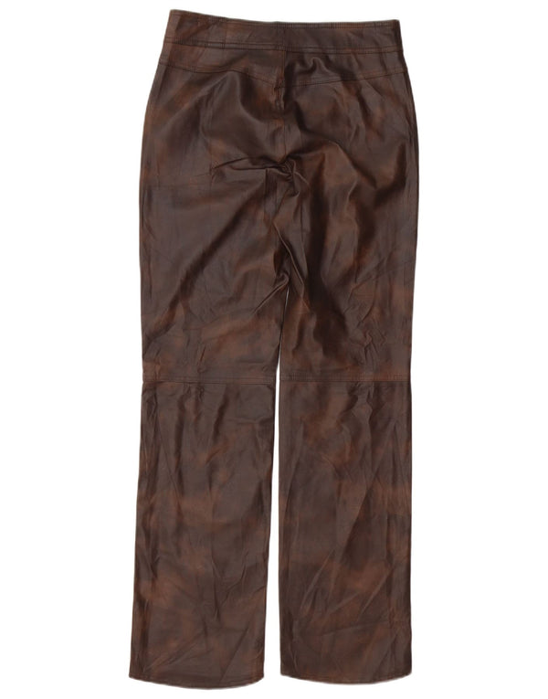 Pantaloni dritti in ecopelle da donna Zara XS W24 L30 Marrone policloruro