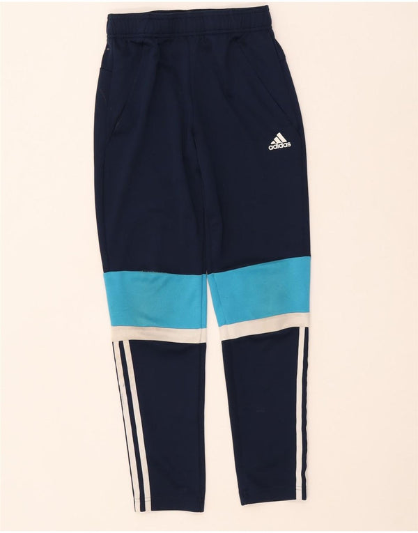 Pantaloni della tuta Adidas Climalite da ragazzo 11-12 anni Blu navy Colourblock
