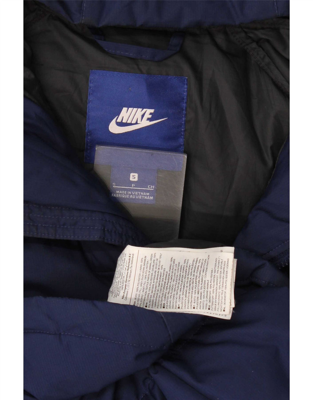 Giacca imbottita con cappuccio Nike da uomo UK 36 Small blu navy in poliestere