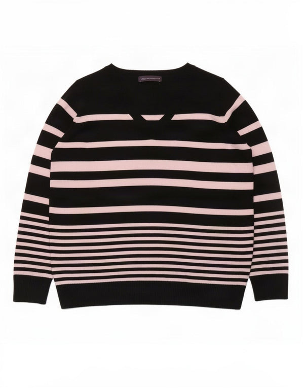 Maglione da donna Marks & Spencer con scollo a V UK 16 grandi righe nere