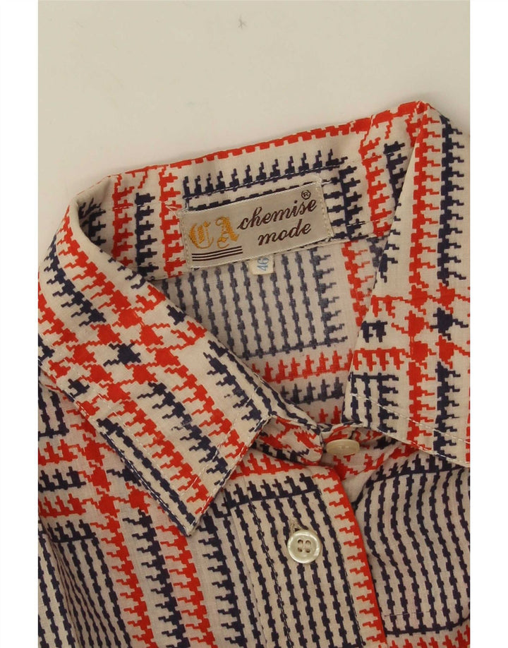 Camicia vintage da donna IT 46 grande motivo a quadri multicolore