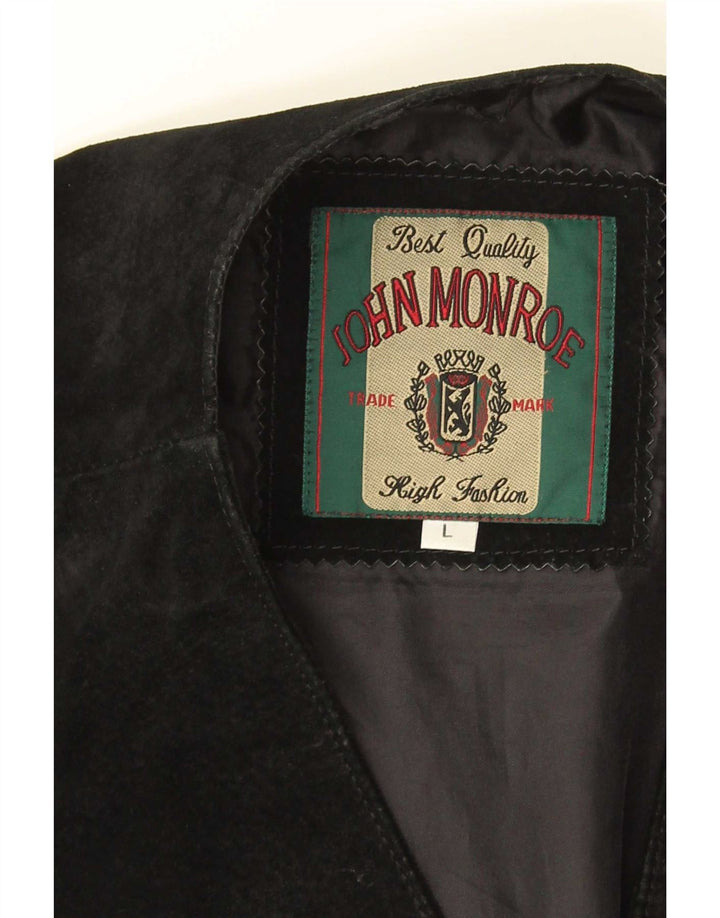Gilet da uomo in pelle scamosciata John Monroe grande in pelle nera