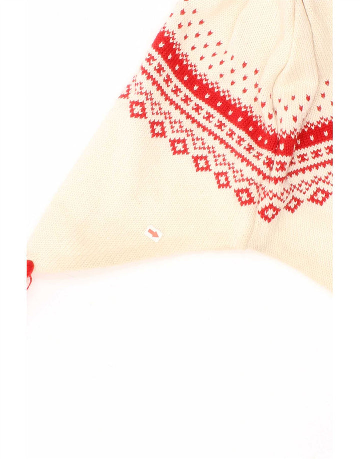Cappello Bobble da uomo in maglia con paraorecchie Fila, taglia unica, in lana vergine Fair Isle, colore bianco sporco