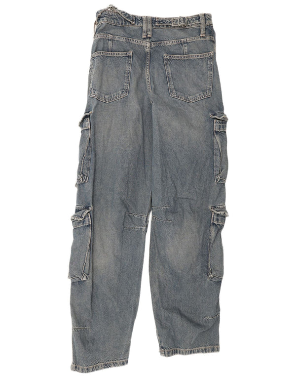 Jeans cargo a vita alta da donna Zara EU 36 XS W26 L32 cotone blu