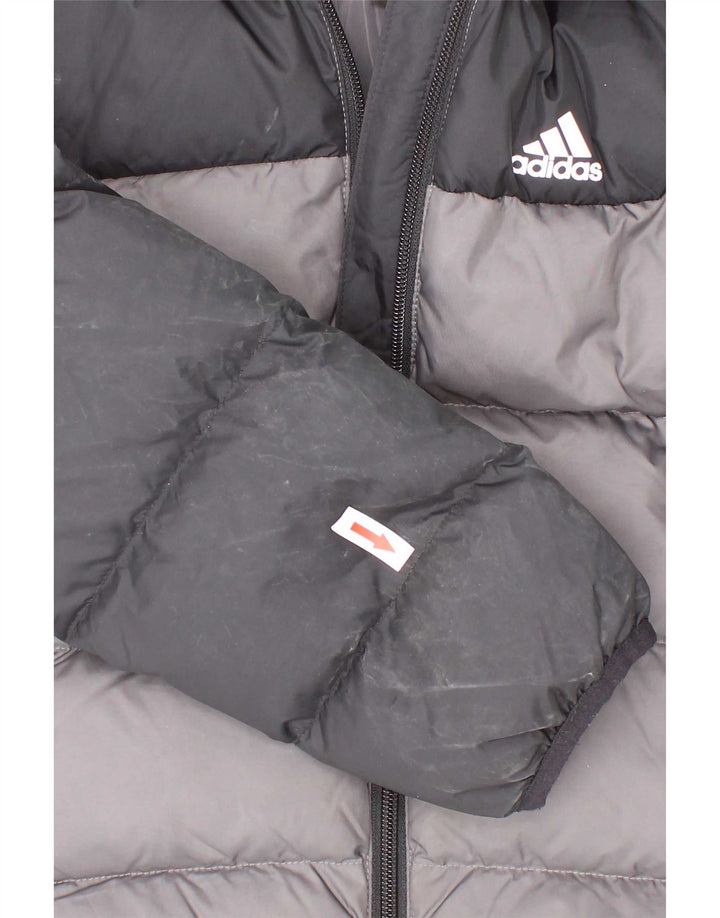 Giacca imbottita con cappuccio Adidas da ragazzo 6-7 anni in poliestere color block nero