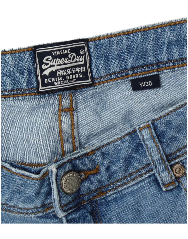 Pantaloncini di jeans invecchiati da donna Superdry W30 cotone blu medio