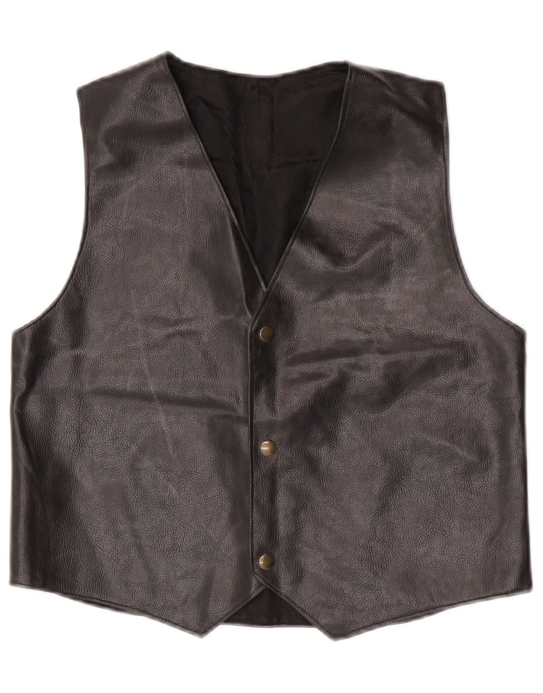 Gilet in pelle da donna vintage UK 14 medio nero