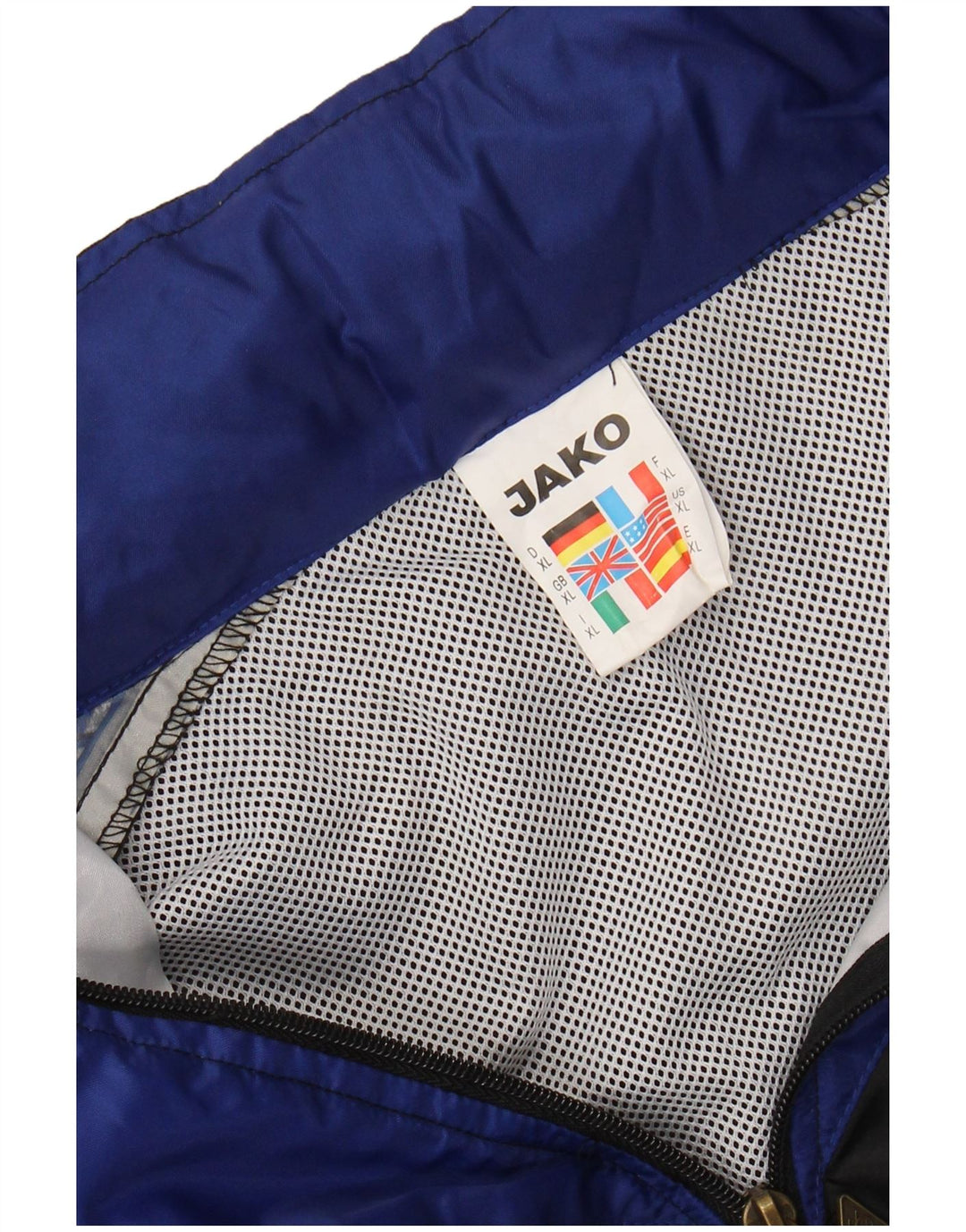 Giacca antipioggia grafica da uomo con cappuccio JAKO UK 42 XL Nylon color block nero