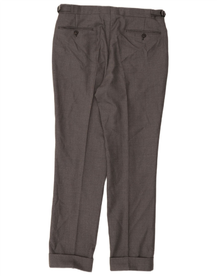 GIEVES & HAWKES Pantaloni da abito dritti da uomo W32 L30 Lana grigia