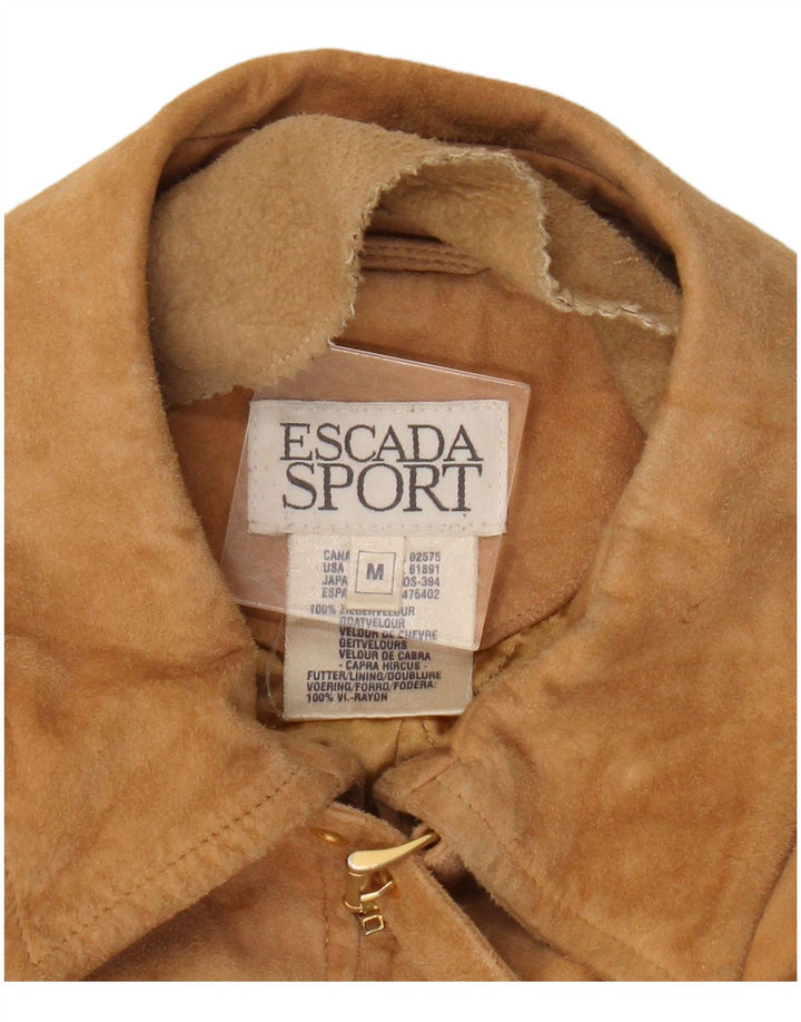 Giacca in pelle scamosciata da donna Escada UK 14 in pelle marrone medio