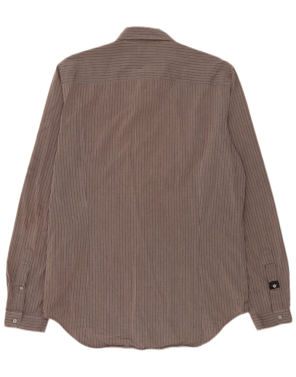 Camicia da uomo Diesel Large in cotone a righe grigie