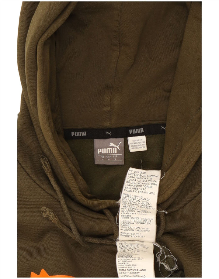 Felpa con cappuccio grafica da uomo PUMA piccola in cotone kaki