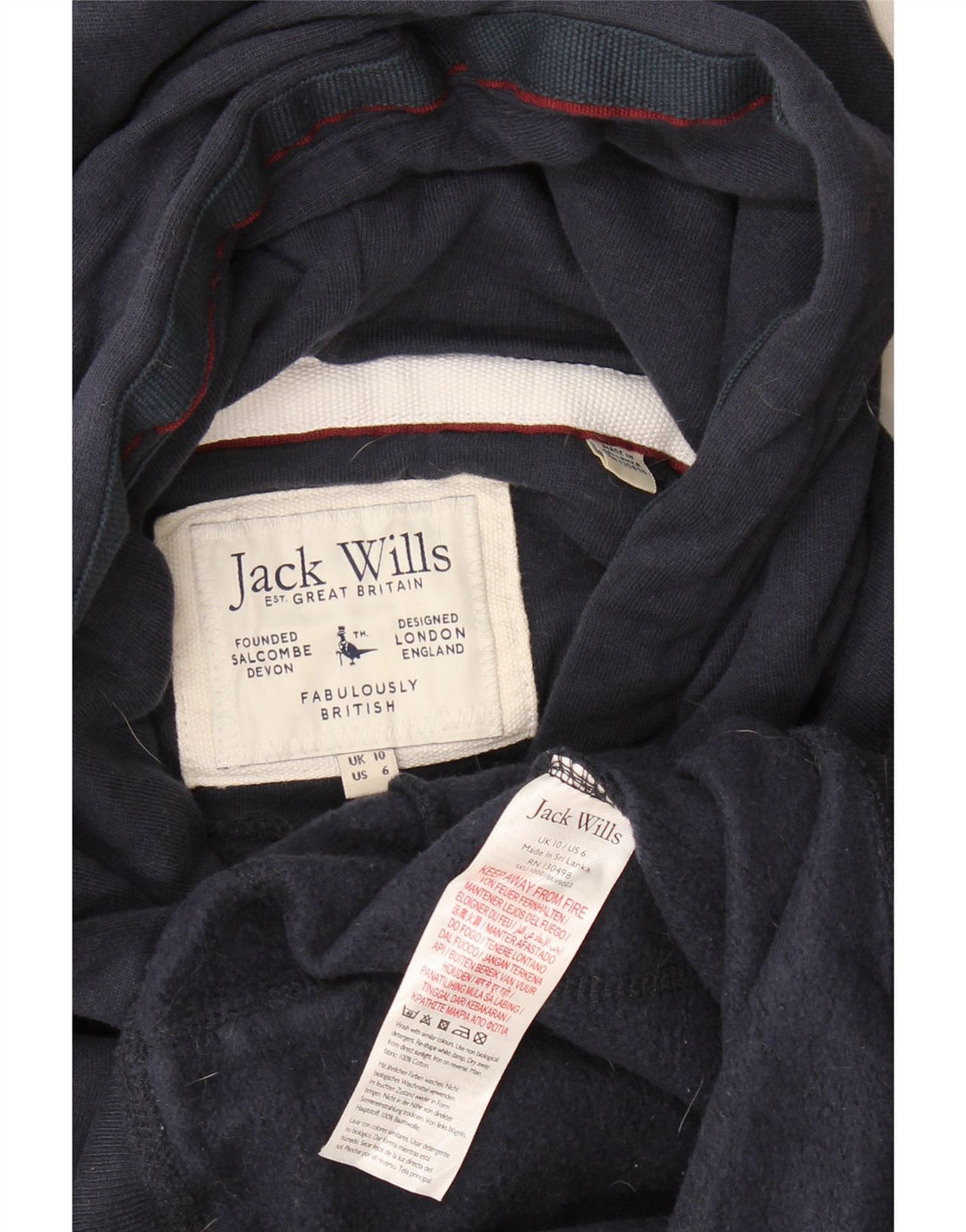 Maglione con cappuccio grafico da donna Jack Wills Devon UK 10 piccolo blu navy