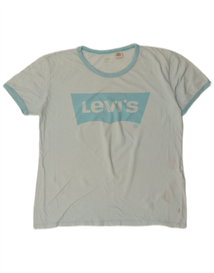 T-shirt grafica da donna LEVI'S Top UK 14 cotone turchese medio
