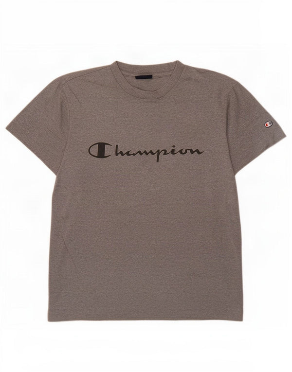 T-shirt grafica da uomo Champion Top piccola in cotone grigio