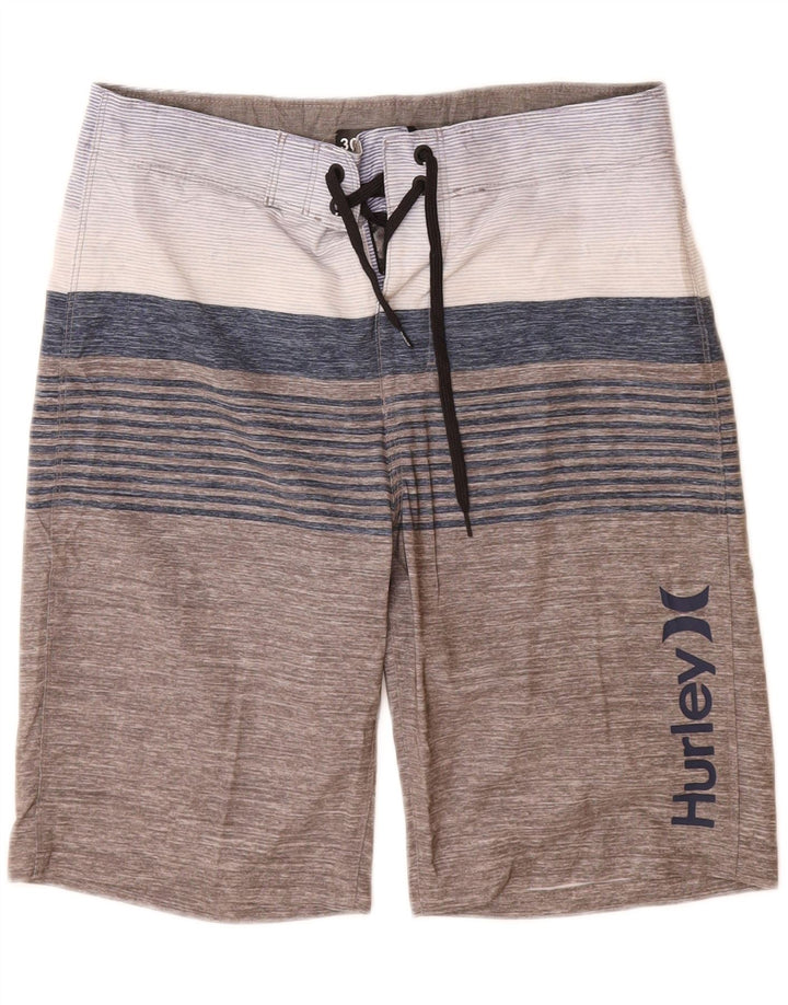 Pantaloncini da bagno grafici da uomo Hurley in poliestere color block grigio medio